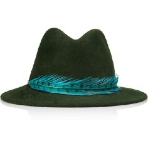 Eugenia Kim Accessories - Eugenia Kim Fedora 100% Wool Green Peacock Hat Size Medium
